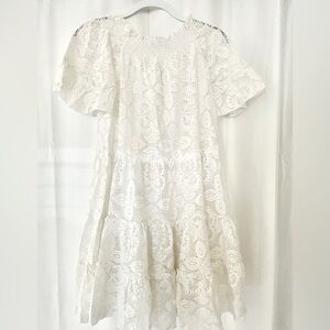 Tempo Paris White Ruffled Pleated lace Sundress size small women’s